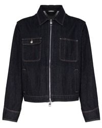 Alexander McQueen - Pointed Flat-collared Zipped Denim Jacket - Lyst