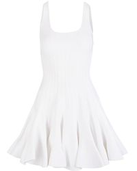 Alexander McQueen Ruffled Hem Knitted Mini Dress - White