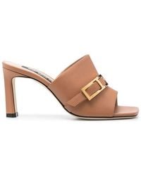 Sergio Rossi - Squared Toe Buckle Detail Heeled Sandals - Lyst