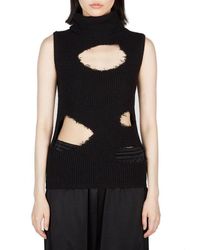 MM6 by Maison Martin Margiela - Distressed Knitted Top - Lyst