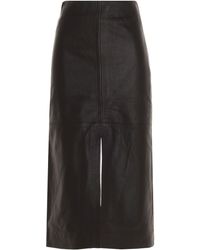 Co. Slit-detailed Leather Skirt - Brown