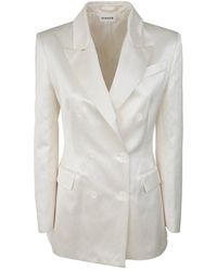 P.A.R.O.S.H. - Double Breasted Satin,Viscose And Linen Jacket - Lyst