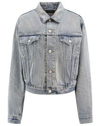 Balenciaga - Collared Button-up Denim Jacket - Lyst