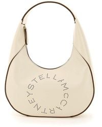 Stella McCartney Small Hobo Bag With Logo - Natural
