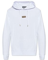 Versace Jeans Couture - Logo-Plaque Drawstring Hoodie - Lyst