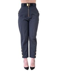 Elisabetta Franchi - Technical Voile Belted Trousers - Lyst