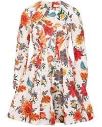 Zimmermann - Floral Printed Long-sleeved Mini Dress - Lyst