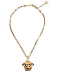Versace Crystal La Medusa Pendant Necklace - Metallic