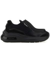 Prada - Systeme Brushed Leather Sneakers With Bike Fabric And Suede Elements - Lyst