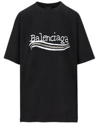Balenciaga - Logo Printed Large-fit T-shirt - Lyst