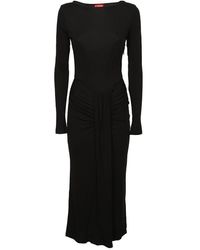 STAUD - Long-Sleeved Draped Midi Dress - Lyst