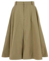 Bottega Veneta - Khaki Cotton Skirt - Lyst