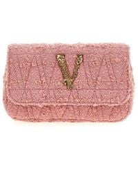 Versace - Logo Tweed Crossbody Bag Crossbody Bags - Lyst