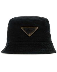 Prada - Triangle-Logo Bucket Hat - Lyst