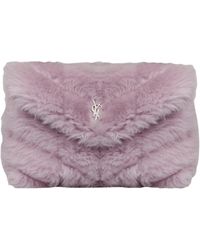 Saint Laurent Puffer Small Quilted Clutch Bag - Purple