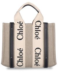 Chloé - Woody Logo Tape Small Tote Bag - Lyst