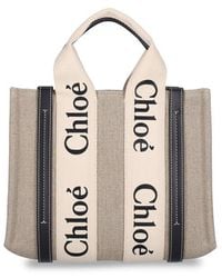 Chloé - Woody Logo Tape Small Tote Bag - Lyst