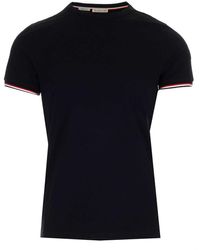 Moncler - Striped Trim Crewneck T-shirt - Lyst