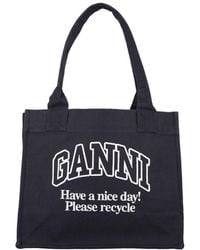Ganni - Organic Cotton Large Tote Bag - Lyst