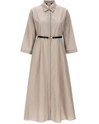 Max Mara - Belted Long-sleeved Dress - Lyst