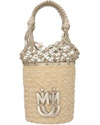 Miu Miu Straw Mesh Bucket Bag - Natural