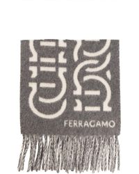 Ferragamo - Wool Scarf With Logo - Lyst