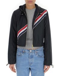 Thom Browne - Rwb Stripe Cropped Hooded Jacket - Lyst