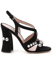Miu Miu - Crystal Embellished Sandals - Lyst