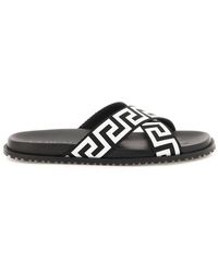 Versace - Open-toe Slippers With Printed Logo - Lyst
