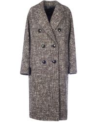 Max Mara Double Breasted Tweed Coat - Grey