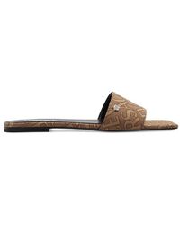 Versace - Allover Flat Slip-on Sandals - Lyst