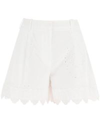 Simone Rocha - Embroidered Cotton Shorts - Lyst