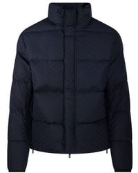 Emporio Armani - Monogram Printed High-Neck Down Jacket - Lyst