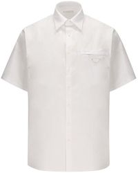 Prada - Triangle Enamel Logo Short-sleeved Shirt - Lyst