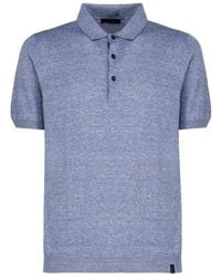 Fay - Button Detailed Short-sleeved Knitted Polo Shirt - Lyst