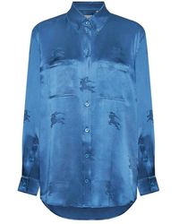 Burberry - Navy Blue 'ivanna' Silk Shirt - Lyst