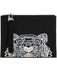 KENZO Kampus Tiger Embroidered Large Pouch - Black