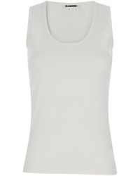 Jil Sander - Basic Tank Top With Embroidered Logo - Lyst
