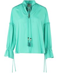 green charmeuse blouse