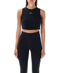 Nike - Logo-embroidered Ribbed Sleeveless Cropped Top - Lyst