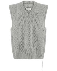 Maison Margiela Cable-knitted Vest - Grey