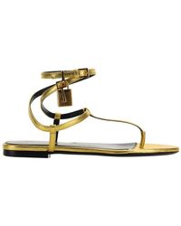 Tom Ford - Metallic Effect Thong-strap Sandals - Lyst