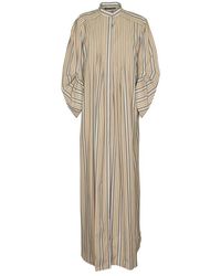 Alberta Ferretti - Striped Poplin Midi Shirt Dress - Lyst