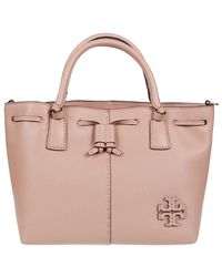 Tory Burch Leather Mcgraw Small Drawstring Satchel Bag in Natural 