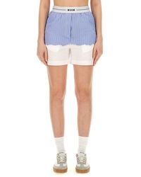 MSGM - Shorts With Logo Band - Lyst
