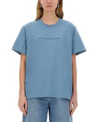 Stella McCartney - Relaxed Fit Cotton T-Shirt With Minimalist Logo - Lyst