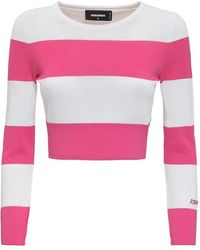 DSquared² Striped Crewneck Top - Pink