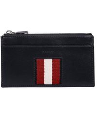 Bally - Logo Embossed Striped Zipped Wallet - Lyst