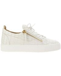 Giuseppe Zanotti - Zip-detailed Lace Up Sneakers - Lyst