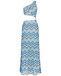 Missoni - Zigzag One-shoulder Cut-out Long Dress - Lyst